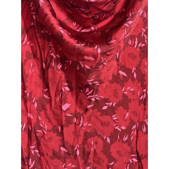 ASTR the Label Women’s Medium FLORAL MOCK NECK COWL DRAPE TOP in Red Floral - Picture 6 of 7